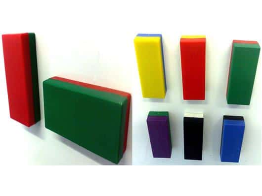 multiple multicoloured rectangular magnets